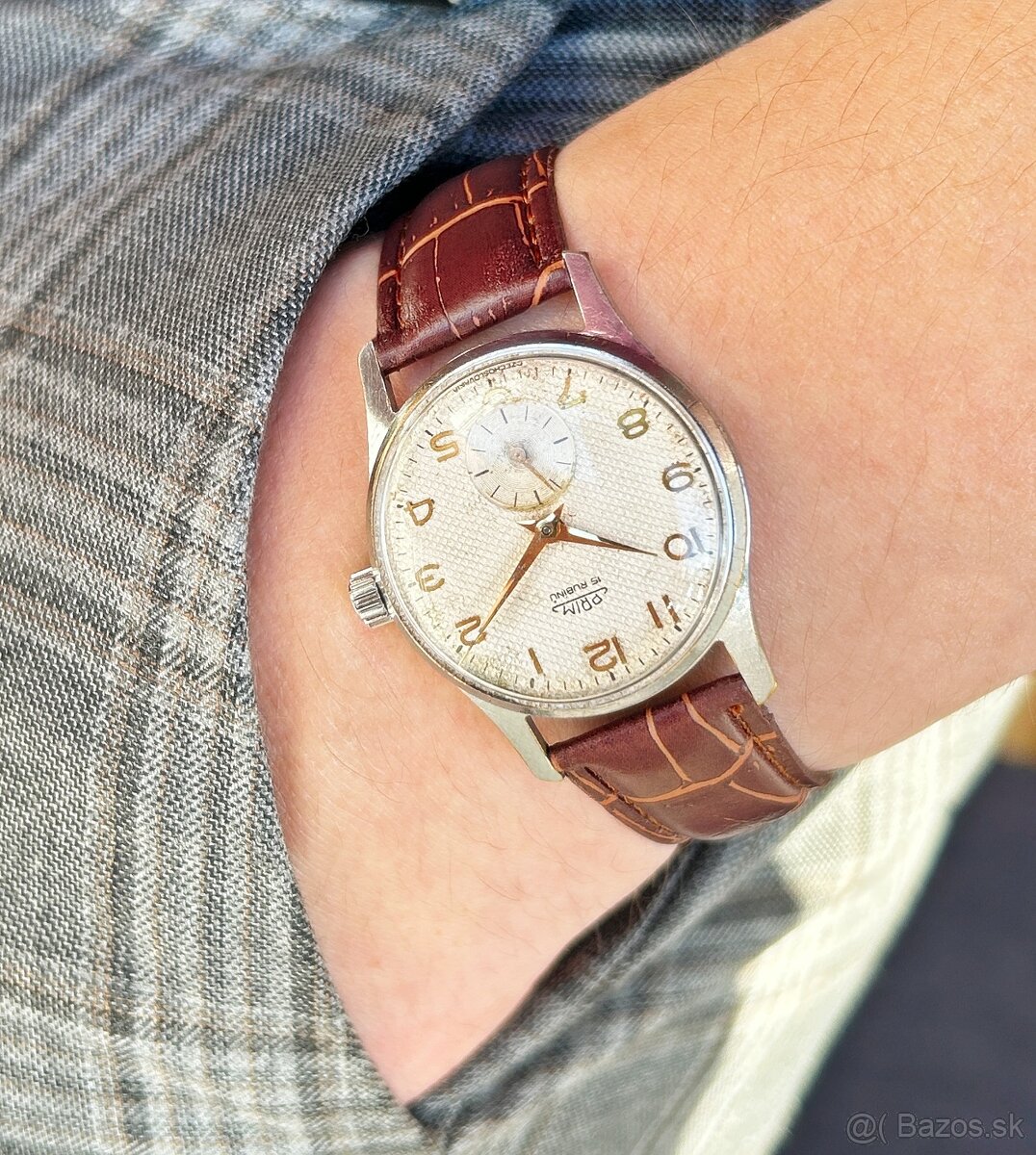 Československé mechanické vintage retro hodinky PRIM Šupináč - 9