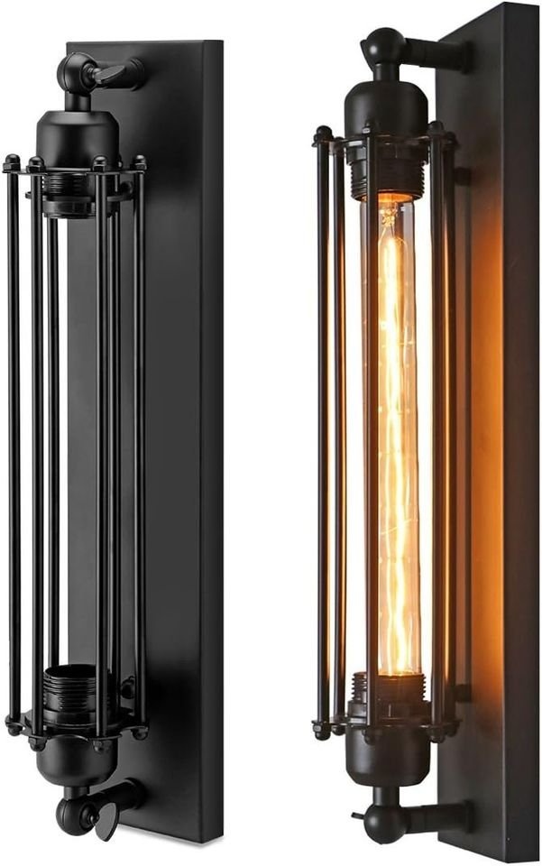 Černé nástěnné svítidlo ve vintage stylu - 9