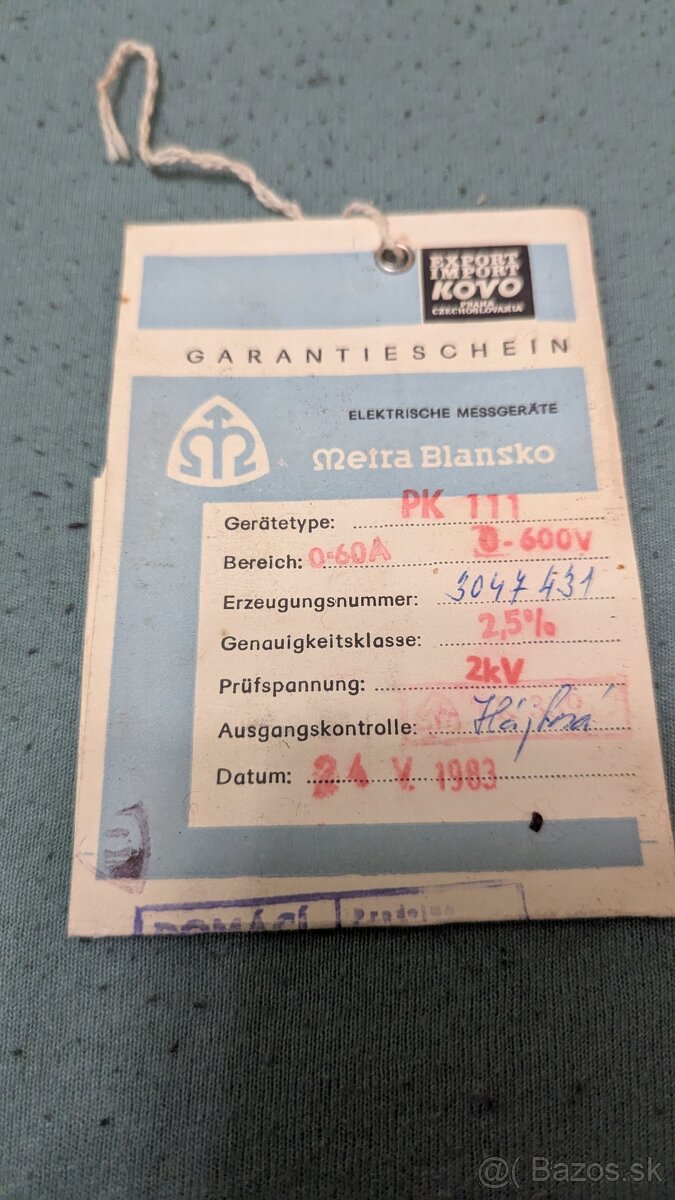 Kliešťový ampérmeter Metra Blansko PK 111 - 9