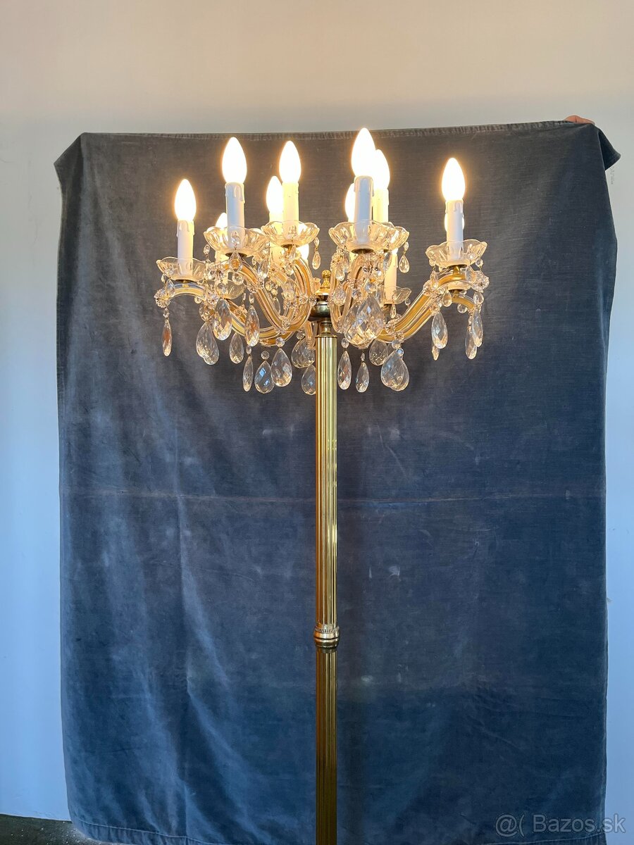 Stojaca lampa - mosadz, krištáľ - 9