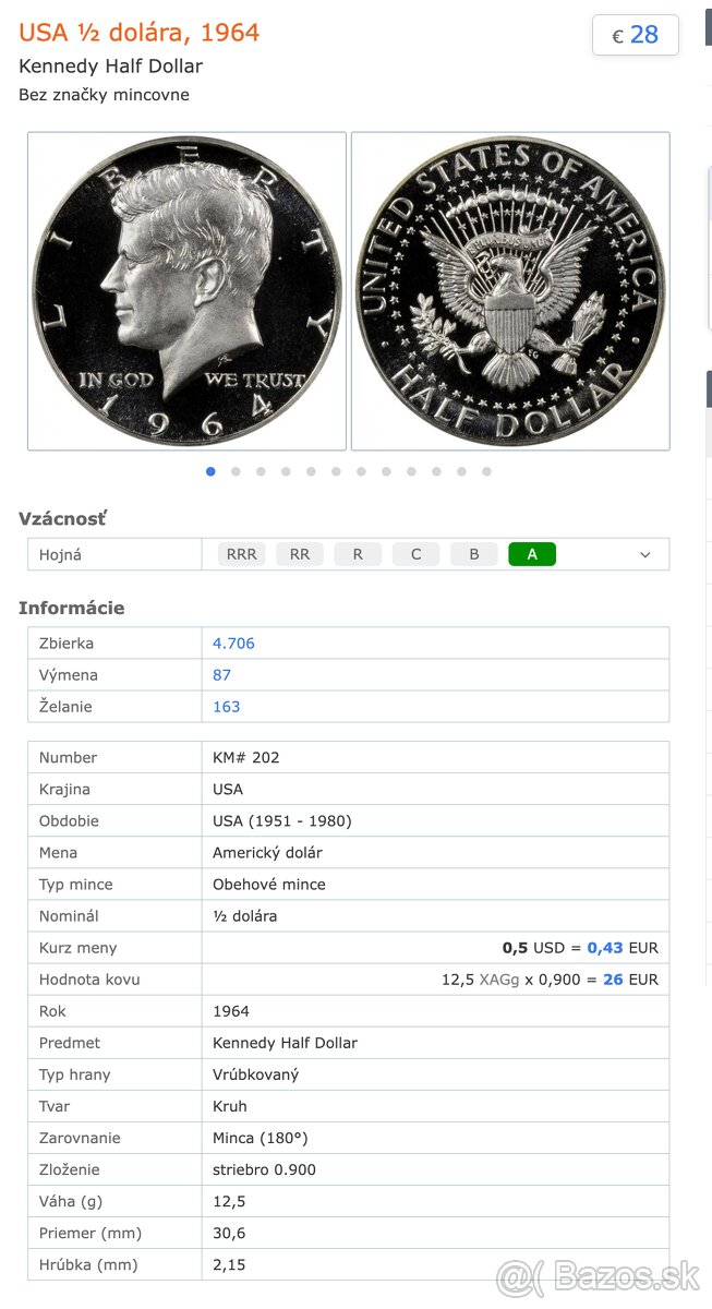 Pamätné strieborné mince USA - 9