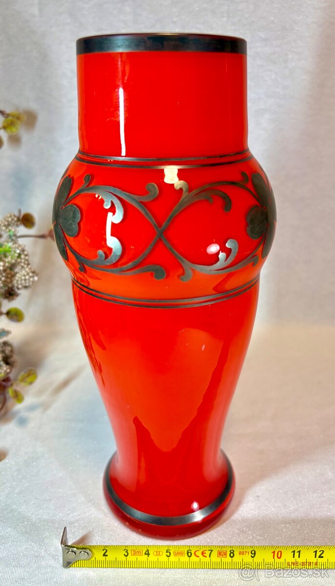 Secesia tango sklo W.Kralik, maľba striebrom - 9