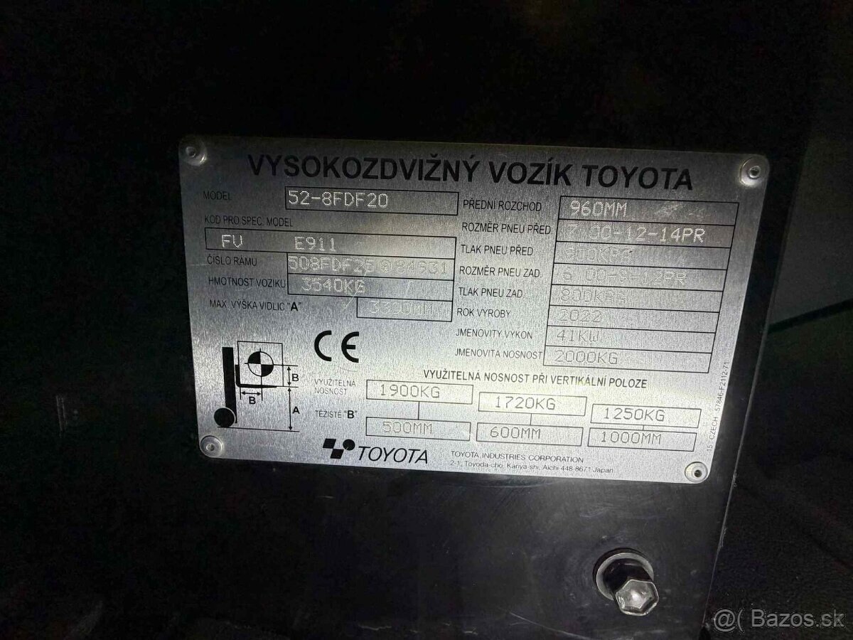 Vysokozdvižný vozík Toyota52-8FD jen 608mth Stav nového - 9