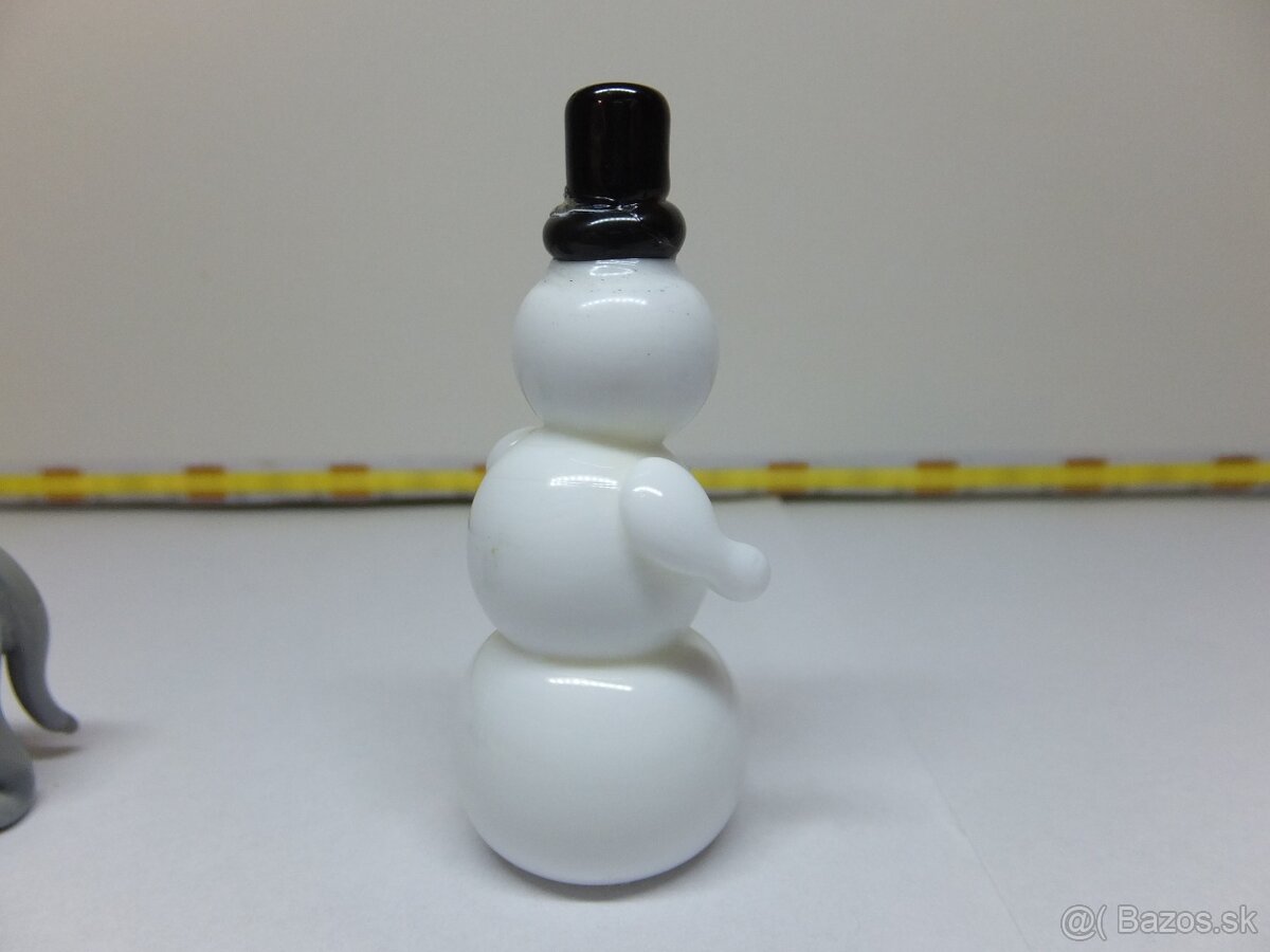 Set, staré skleněné figurky, slon, sněhulák, ježek. - 9