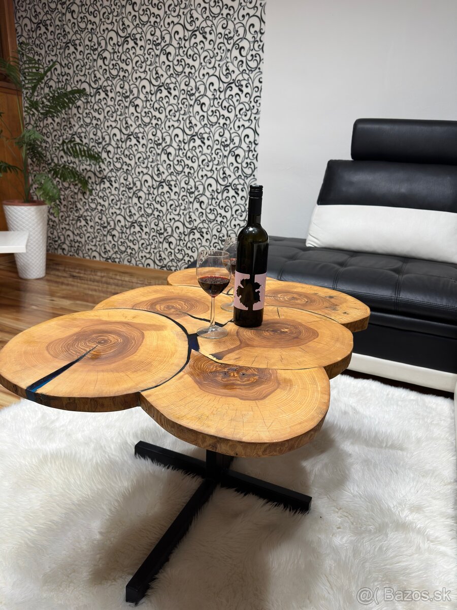 Dizajnový konferenčný stôl – masívny dub & epoxid - 9