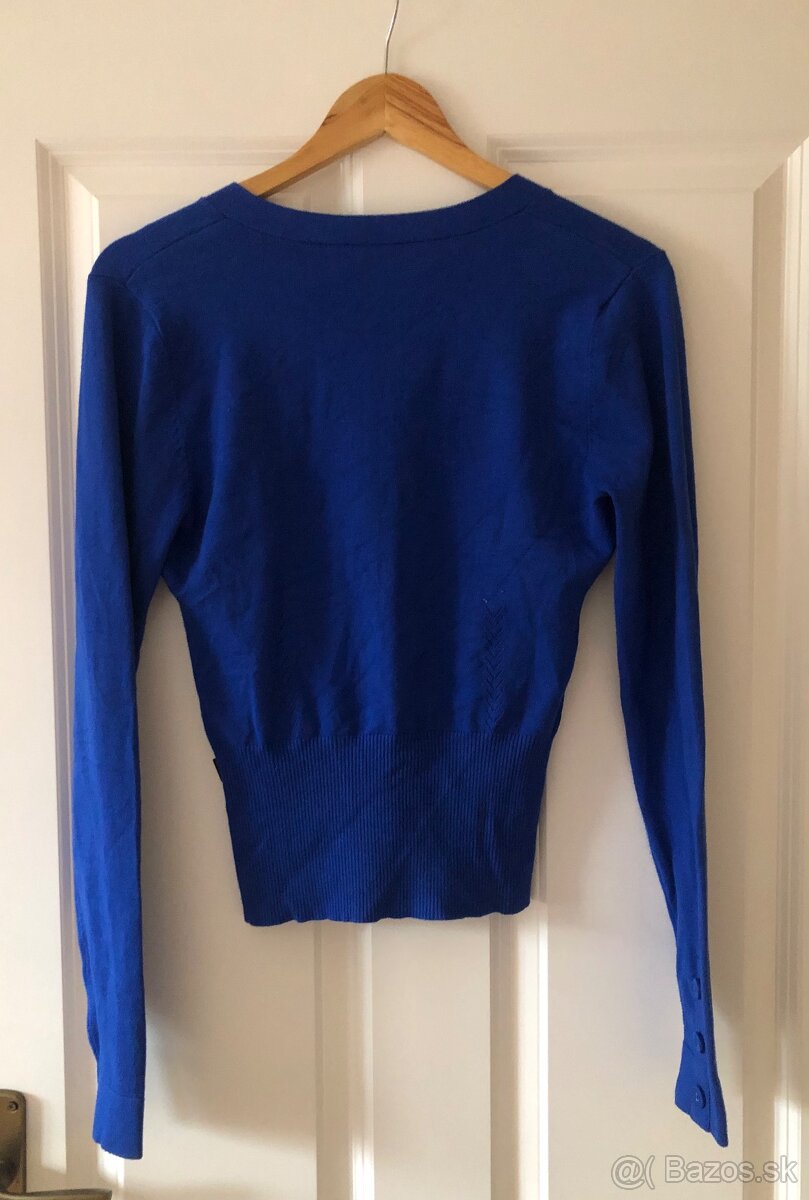 Kráľovsky modrý sveter na gombíky, Anna Scott, S/36 - 9