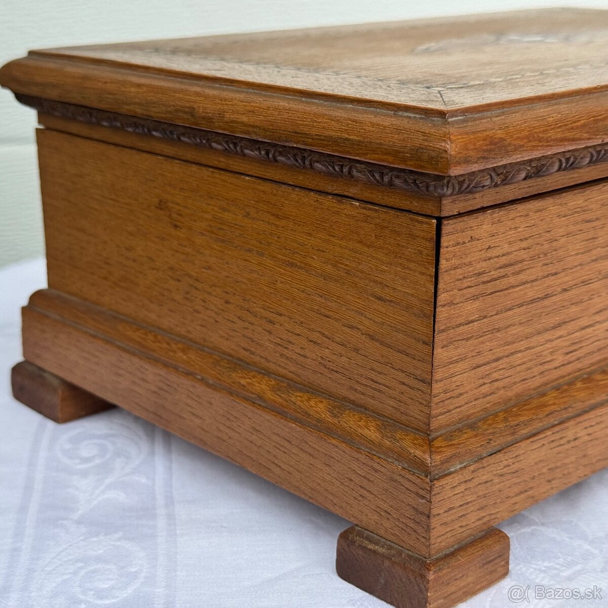 Starožitná velká krasná šperkovnice truhla - 9