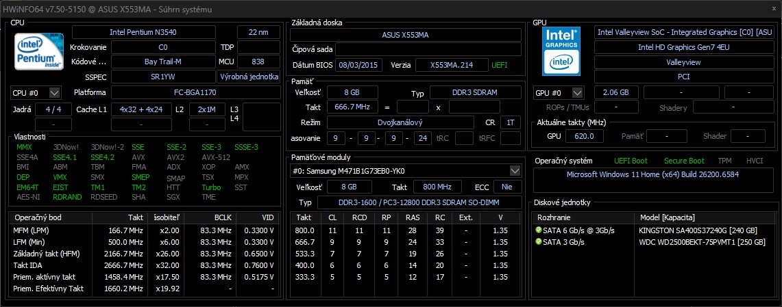 Asus X553MA /Intel Pentium N3540/8GB RAM/HD/SSD+HDD - 9