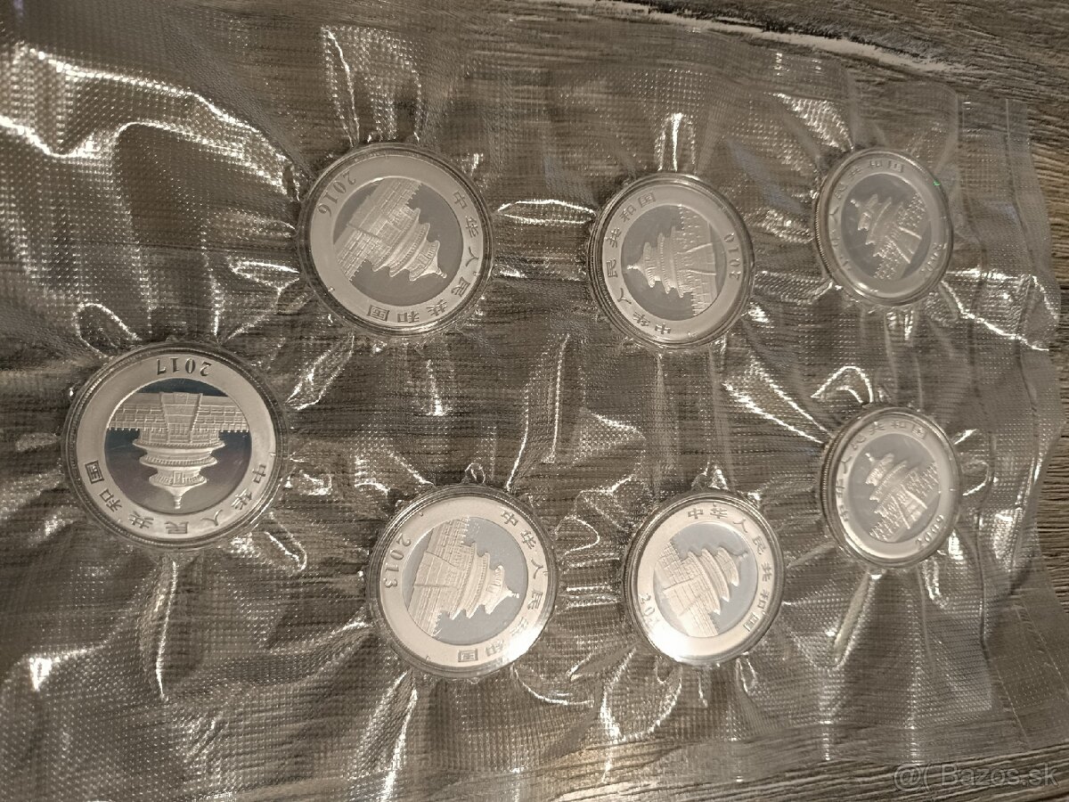 Čínska panda 10 Yuan od r. 1989. Strieborné mince. 1 oz. - 9