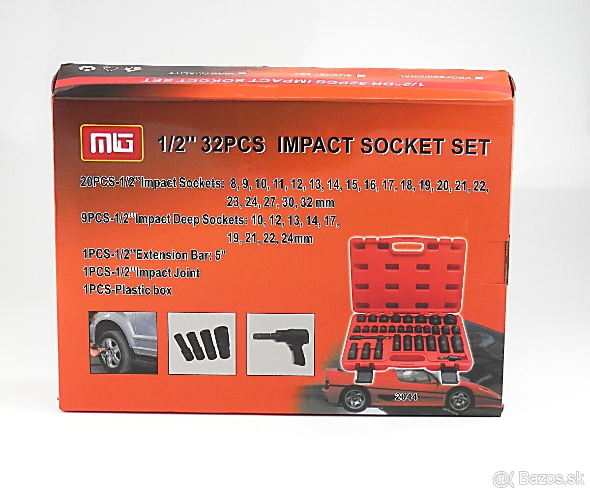 Sada nástrčných hlavíc pre račne a rázové uťahovače 32 ks - 9