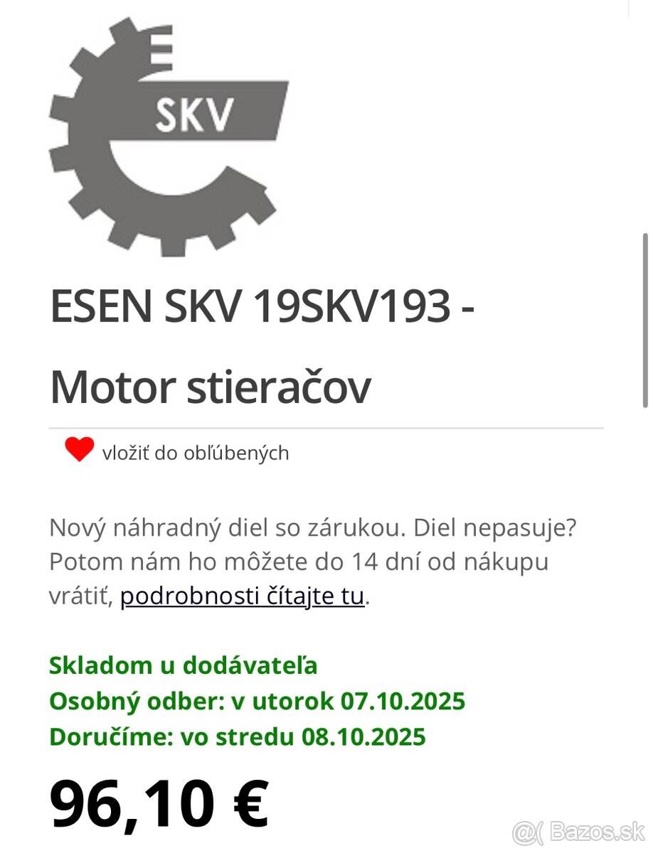 Nový ESEN SKV 19SKV193 Motor stieračov - 9