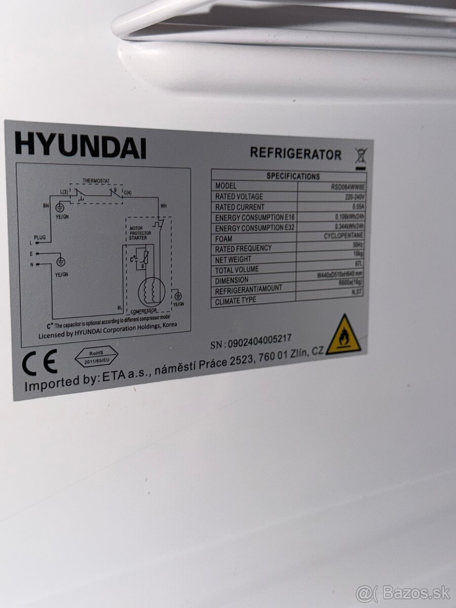 Malá chladnička Hyundai RSD064WW8E - 9