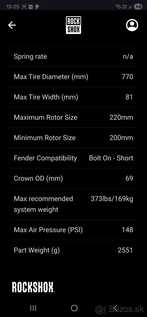 Vidlica Domain R 29' rockshock - 9