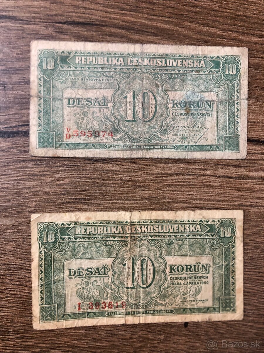 Bankovky PROTEKTORÁT a ČSR 1 - 9