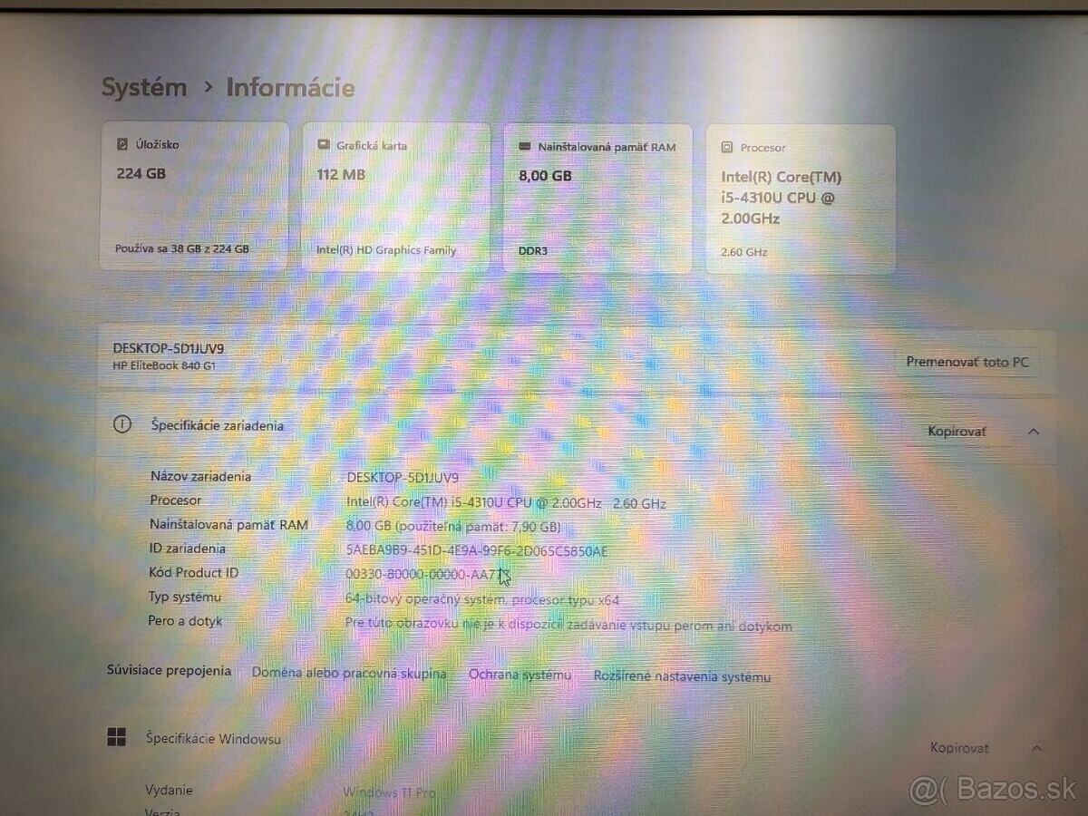 Notebook HP 840 G1 / i5 / 8GB RAM / 256GB SSD / W11 - 9