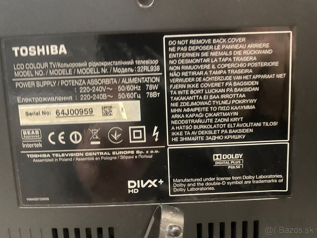 Toshiba TV 32RL938 pokazené asi LCD na opravu/ diely - 9
