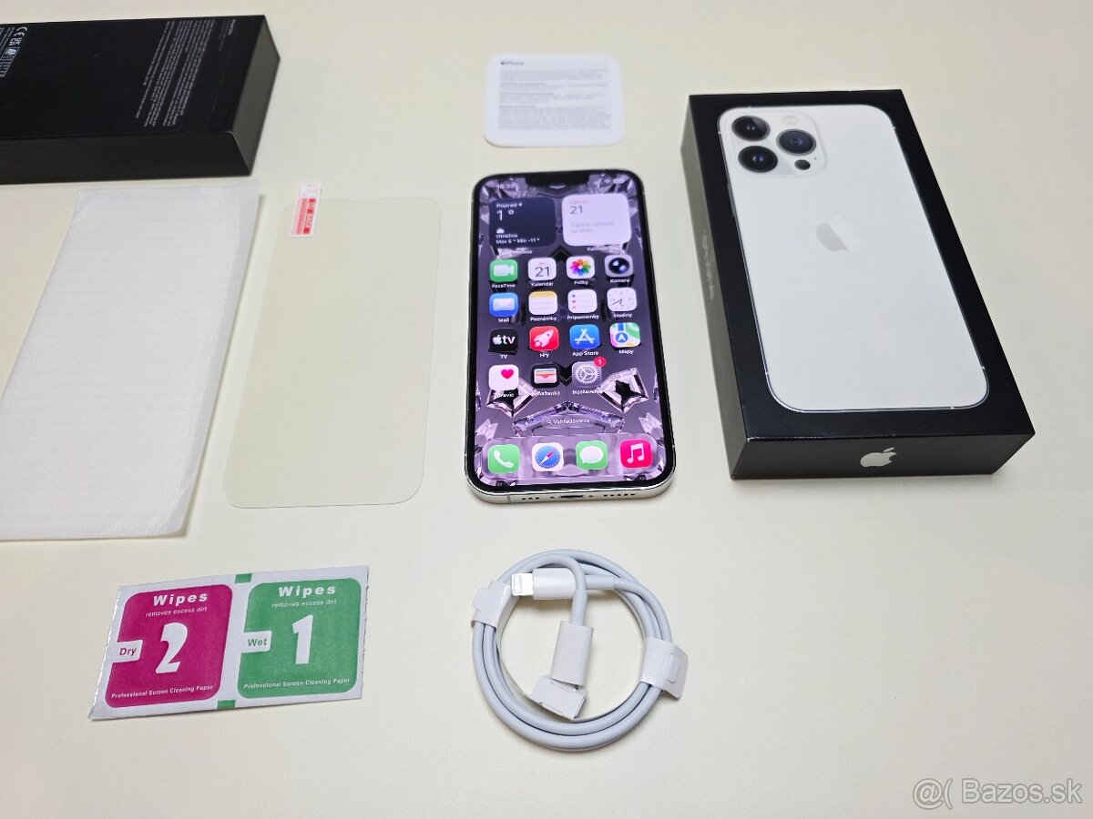 Predám Apple Iphone 13 PRO 128GB SILVER ,BATERKA 100% - 9