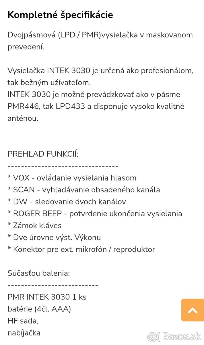 Vysielačka INTEK MT 3030 - 9