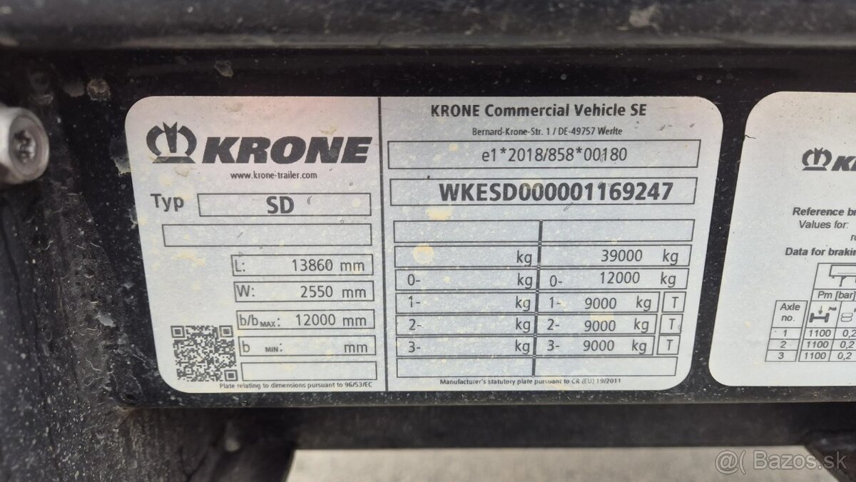 KRONE SD PROFI LINER + paletový koš + 2 x zvedací náprava - 9