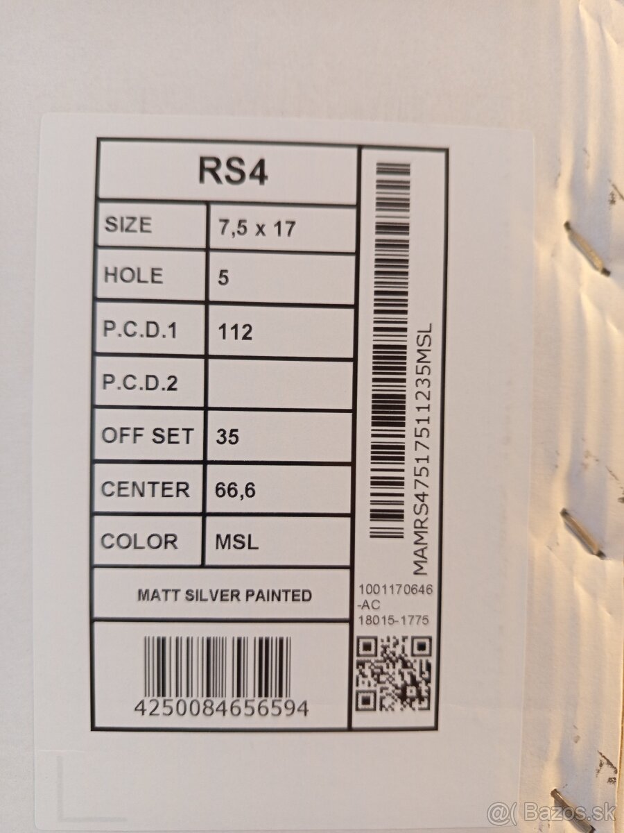 Alu disky R17 5x112 7.5J ET45 A Et35 MAM RS4 Audi Škoda Vw - 9