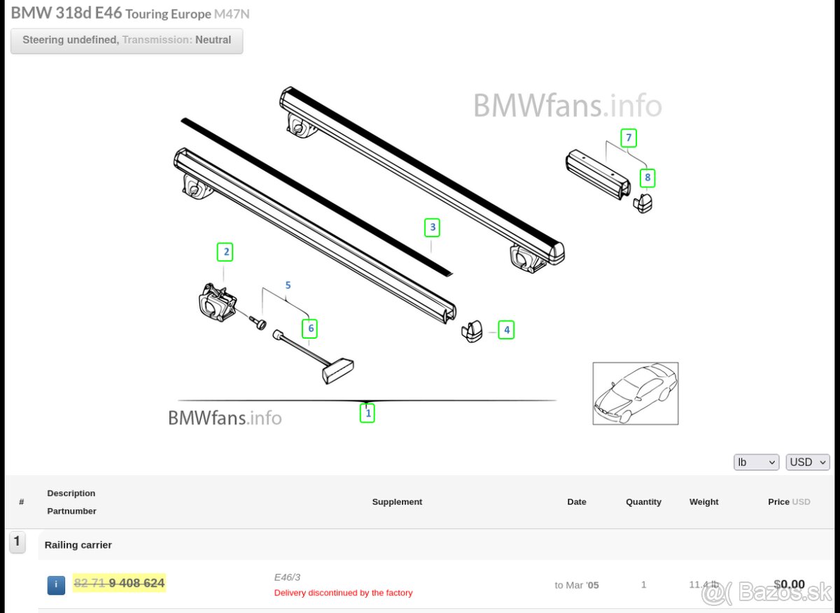 OEM Stresne nosice BMW E46 Touring - 9