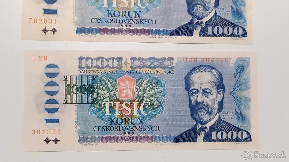 Bankovky 1000 Kčs UNC, aj posledné číslo C42 varianty a) - 9