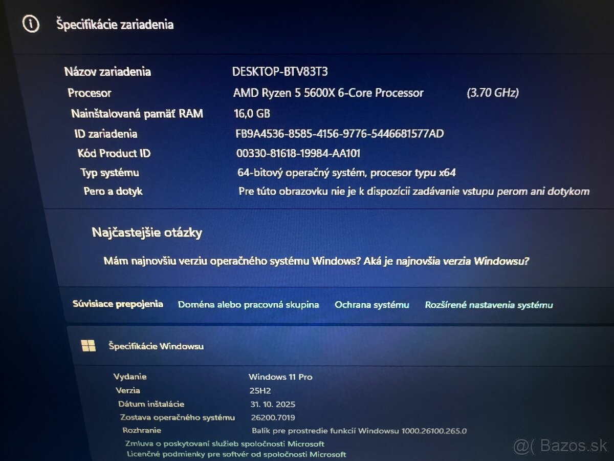 PREDÁM HERNÝ PC - R5 5600X,RTX 3070 8GB,16GB DDR4,1TB SSD - 9