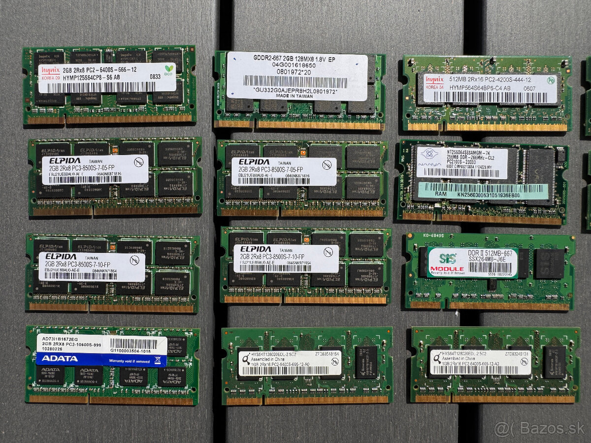 Notebook RAM pamäte: 256 MB, 512 MB, 1 GB a 2 GB - 9