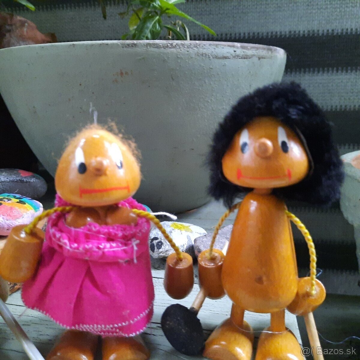 Praľudia/neandertálci starožitné drevené figúrky - 9