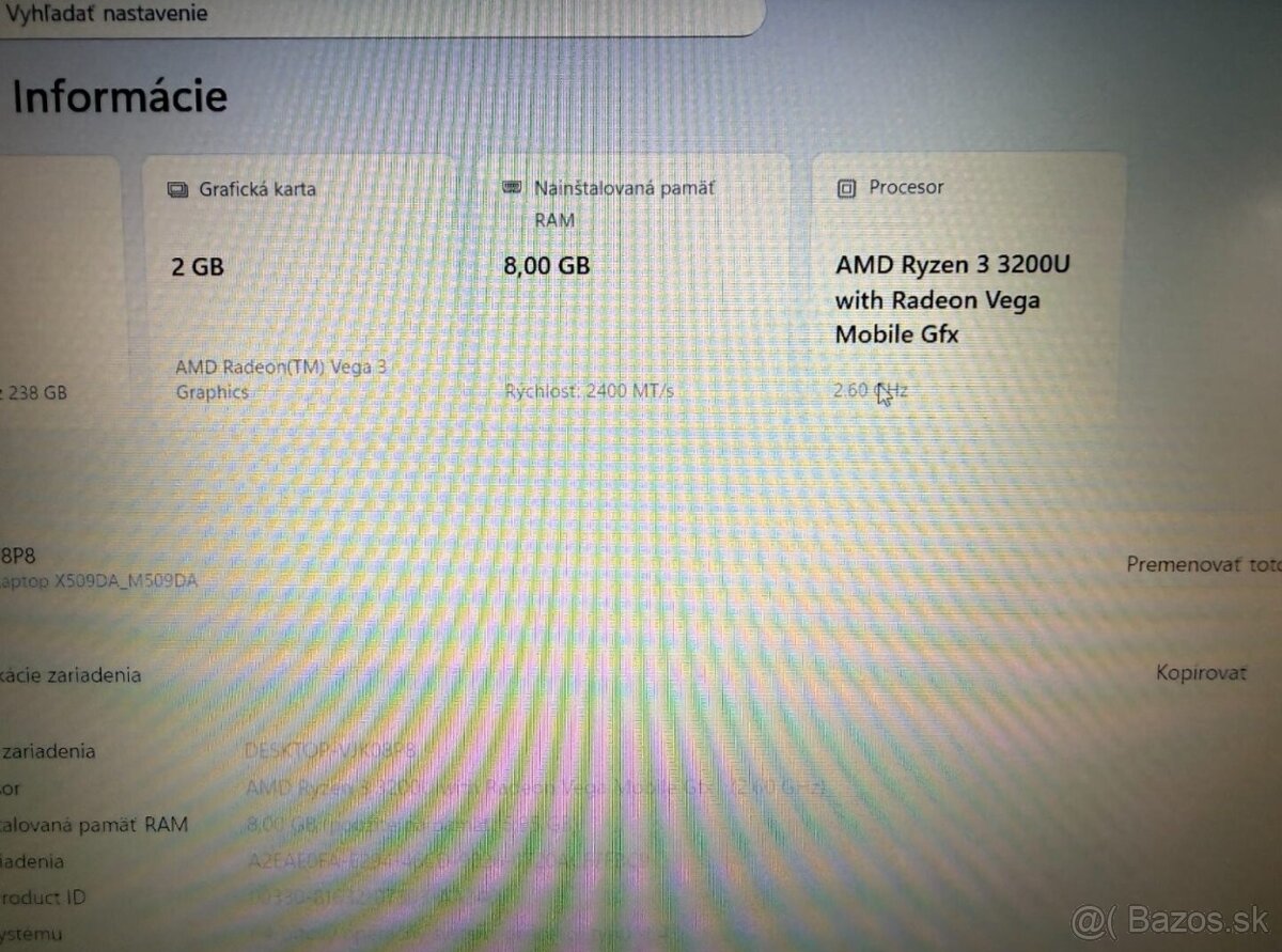 Notebook ASUS M509DA Ryzen 3 / 8GB RAM / 256GB SSD - 9