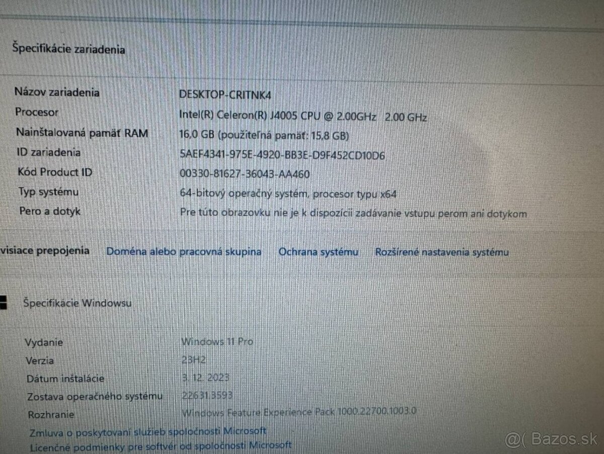 Počítač Acer.Intel Celeron J4005 2x2,00GHz.16gb ram.512SSD - 9