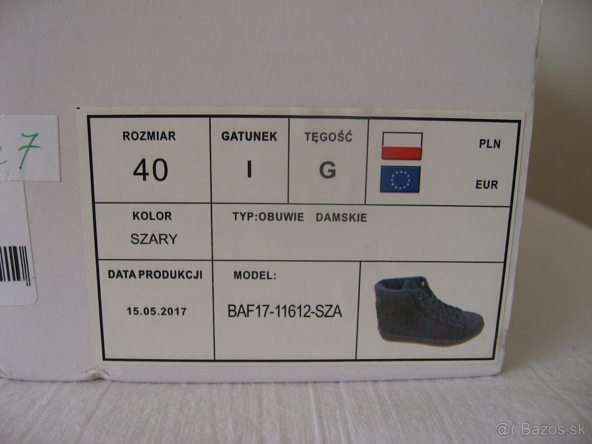 REZERVOVANÉ - Zateplené členkové tenisky - veľ. 38/39 - 9