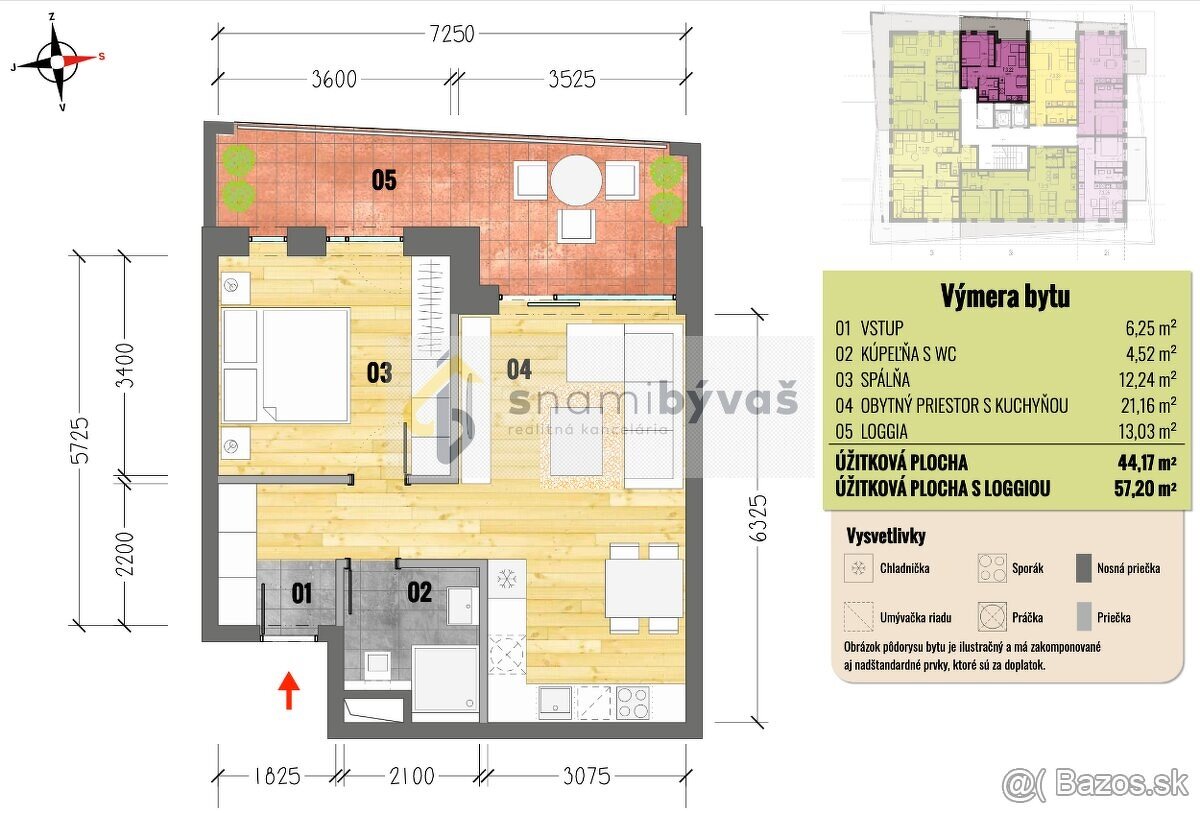 2 i apartmán + 13 m2 loggia Cédrová, Panoráma - 9