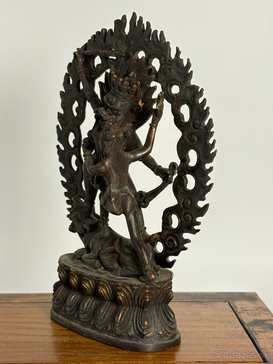 Starožitná bronzová soška Yamantaka (Tibet) - 9