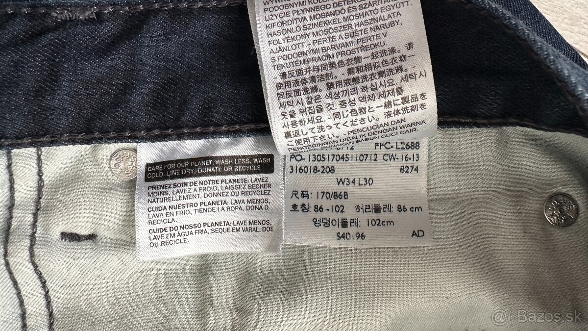 Pánske,kvalitné džínsy LEVIS 511 - veľkosť 34/31 - 9