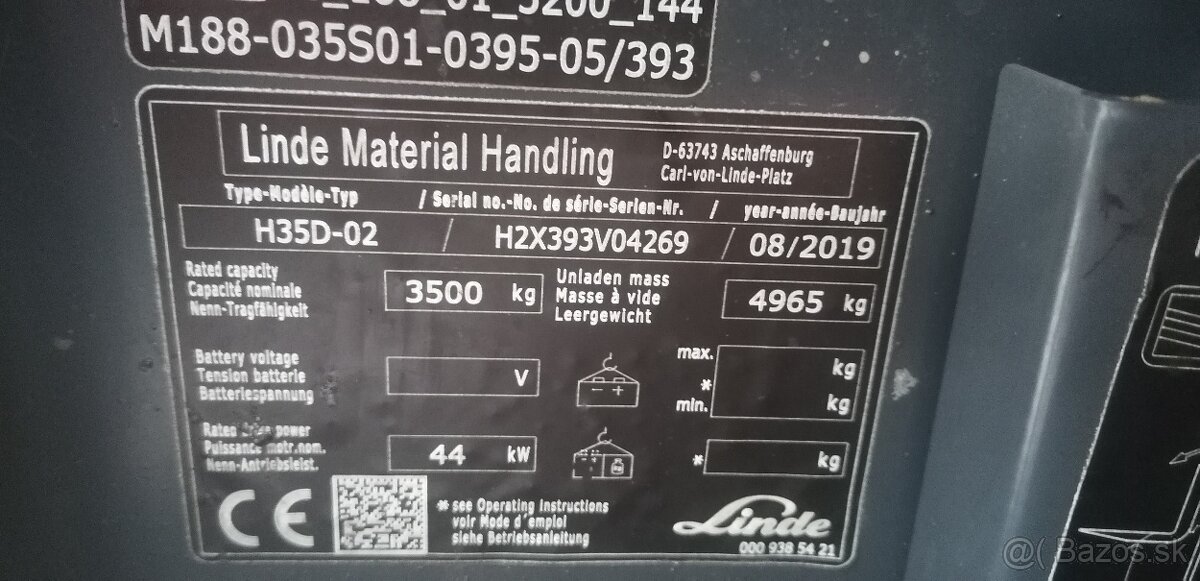 LINDE H35D-02 hydraulicky roztažné a výsuvné vidle + BP - 9