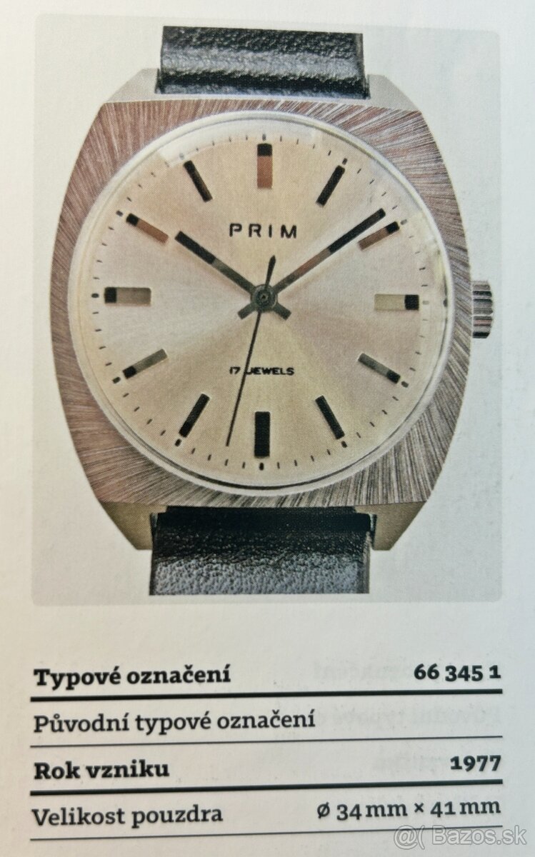Československé mechanické vintage retro hodinky PRIM Čtverec - 9
