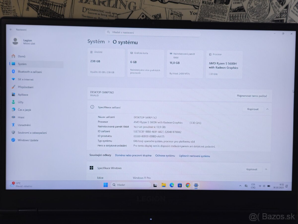 LENOVO LEGION 5 》RYZEN 7 》HERNÝ NOTEBOOK 》32GB RAM 》WIN 11 - 9