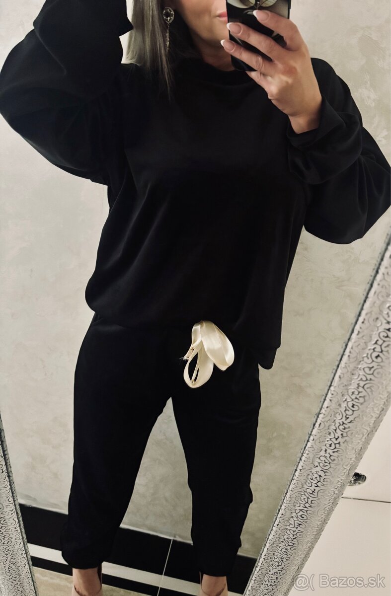 Damska talianska velurova suprava black - 9