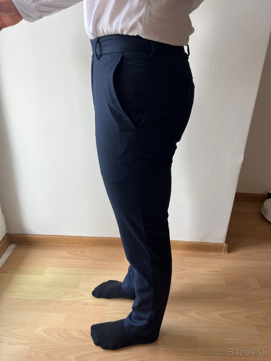oblekové nohavice Reserved Slim Fit – veľkosť 48, modré - 9