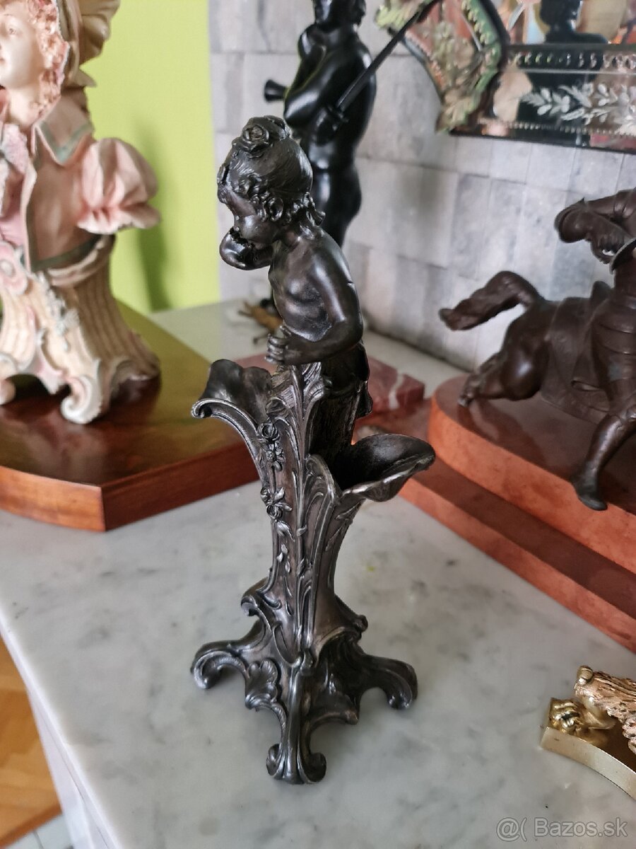 Secesna cínová vázicka soška - 9