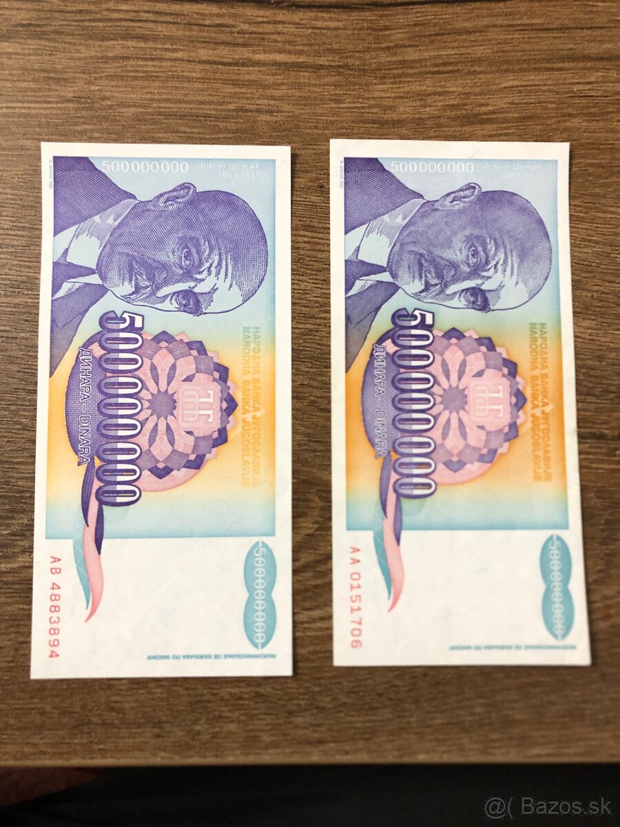 Bankovky JUHOSLAVIA 4 - 9