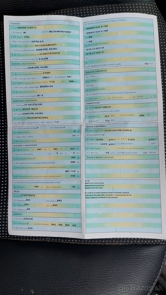 Zafira 1,6i benzin + LPG - 9