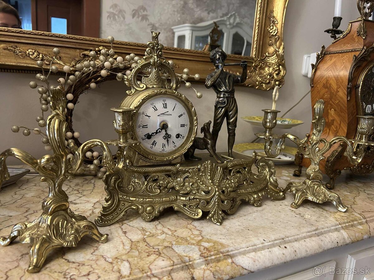 Starožitné krbové hodiny so svietnikmi - 9