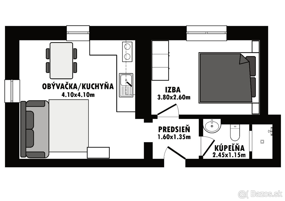 Na predaj 1-izbový byt, Tatranská Lomnica, tehla (34m2). - 9