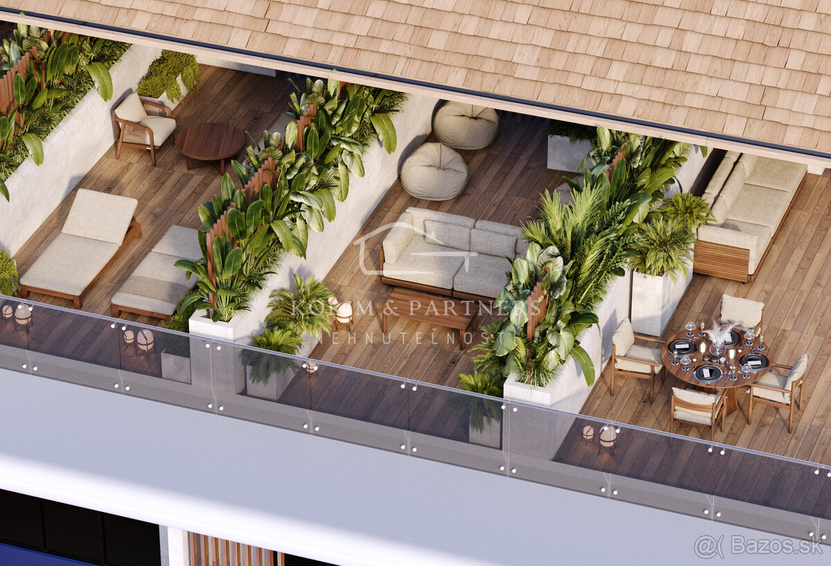 2 izbový apartmán s rozlohou s terasou na streche od 34,9 + - 9