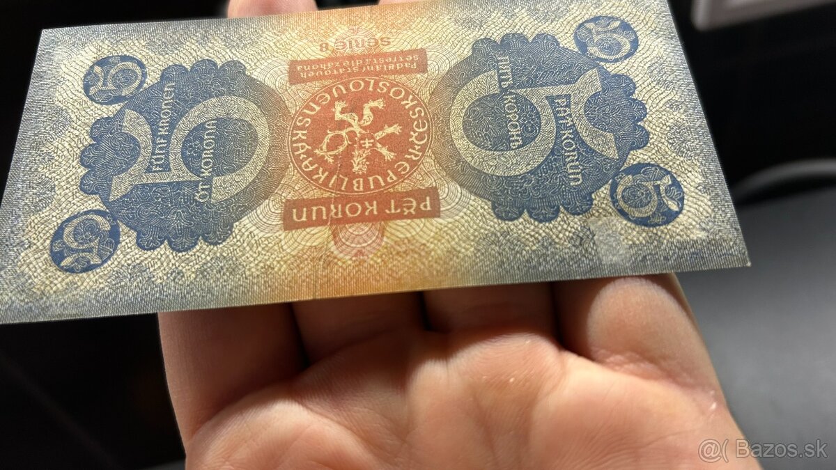 Bankovky 1.ČSR 5 korun 1921 Komenský - 9