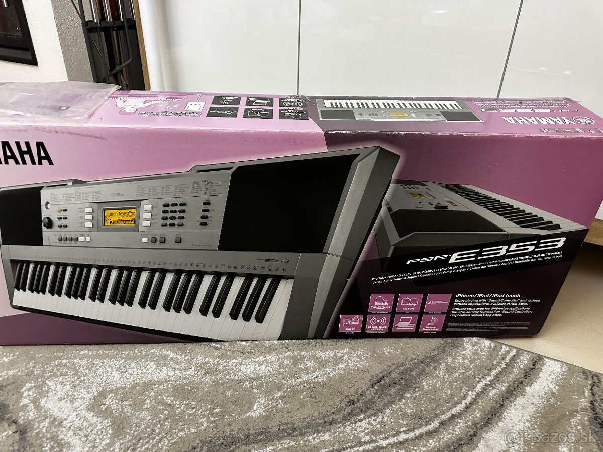 Predám keyboard Yamaha PSR E353 +stojan+pedál - 9