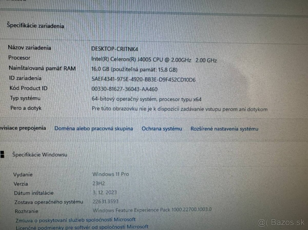 Počítač Acer.Intel Celeron J4005 2x2,00GHz.16gb ram.512SSD - 9