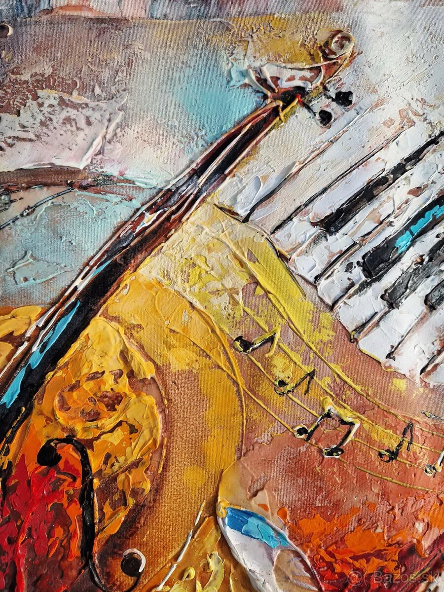 SHAUL KOSMAN - Saxofón a klavír (olejomaľba) nerámovaný - 9